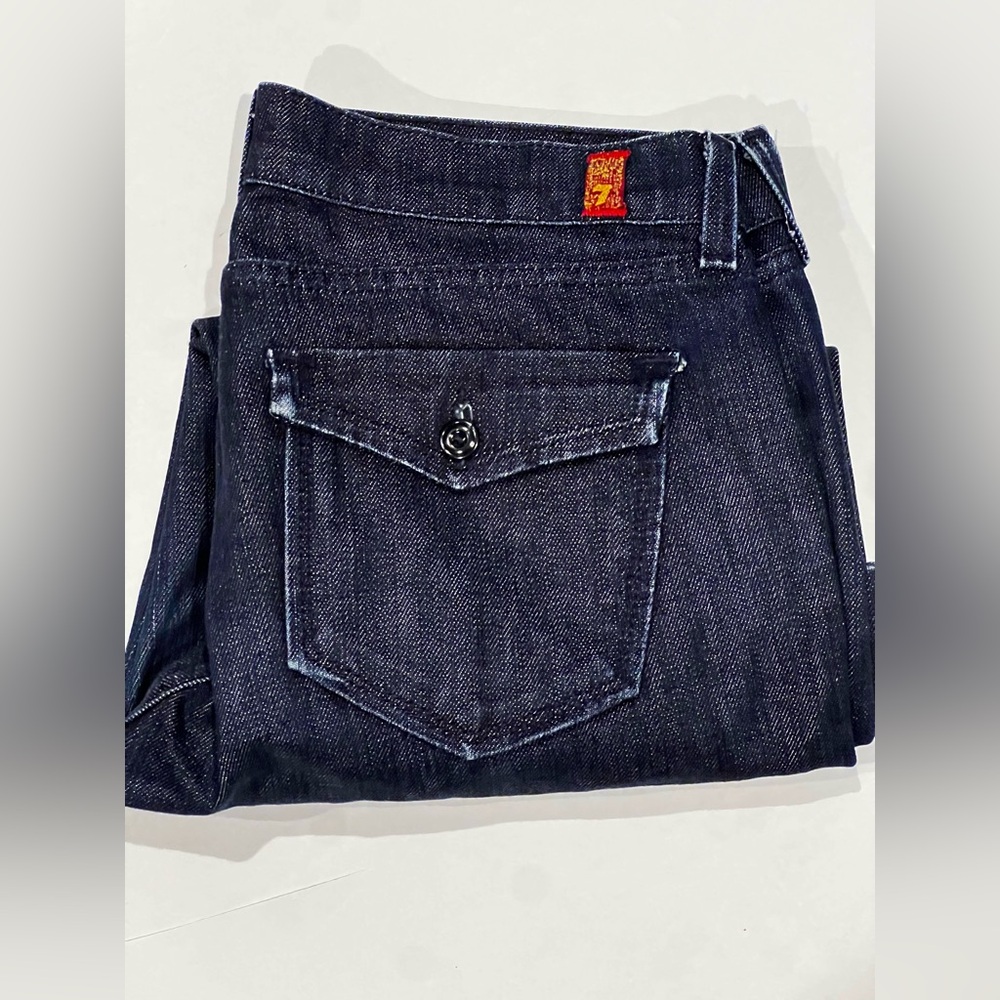 7 For All Mankind Jeans Womens 30 Dark Denim Wash Bootcut Mid Rise Pocket Flap